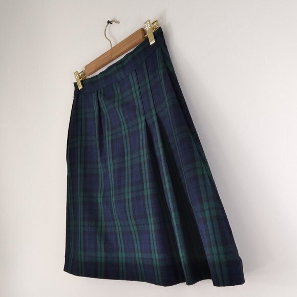 Vintage Parker School Uniform  Green Black & Blue Plaid Pleated Mini Skort Sz 9 - Picture 3 of 7